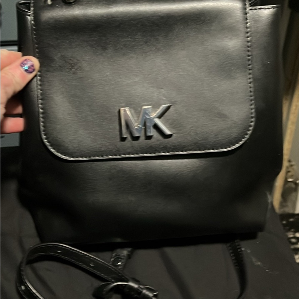 Michael Kors Black Leather Messenger Bag